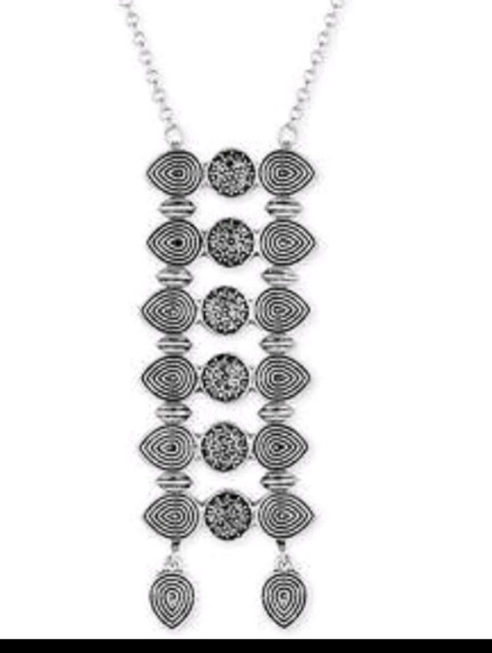 Lucky Brand Silver Tone Layered Pendant Necklace Silver